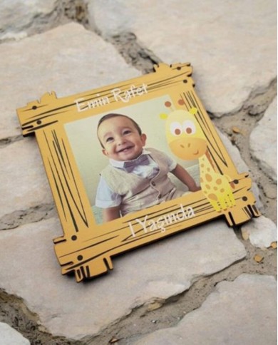 Çit Şeklinde Ahşap Çerçeve Magnet – Zürafa