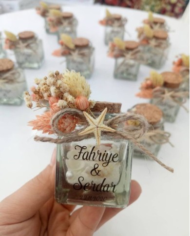 Jel Mumlu Kare Şişe Nikah Şekeri